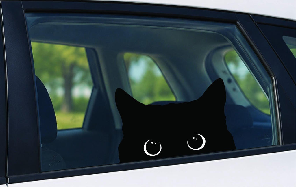 Black Cat Peeker Vinyl Decal | Waterproof Laptop Sticker | Car Window Sticker | Funny Cat Gift | Cute Pet Sticker | Durable Adhesive | Kitty
