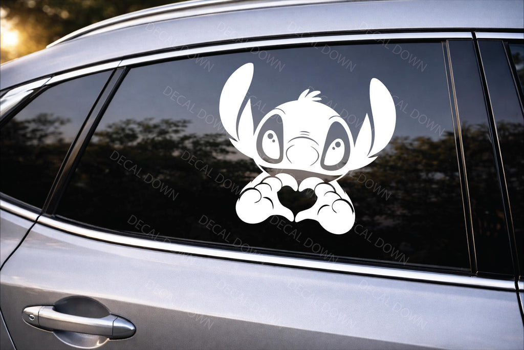 STITCH HEART DECAL, perfect decal for laptops, cars, mirrors, & more! High quality water proof decal.