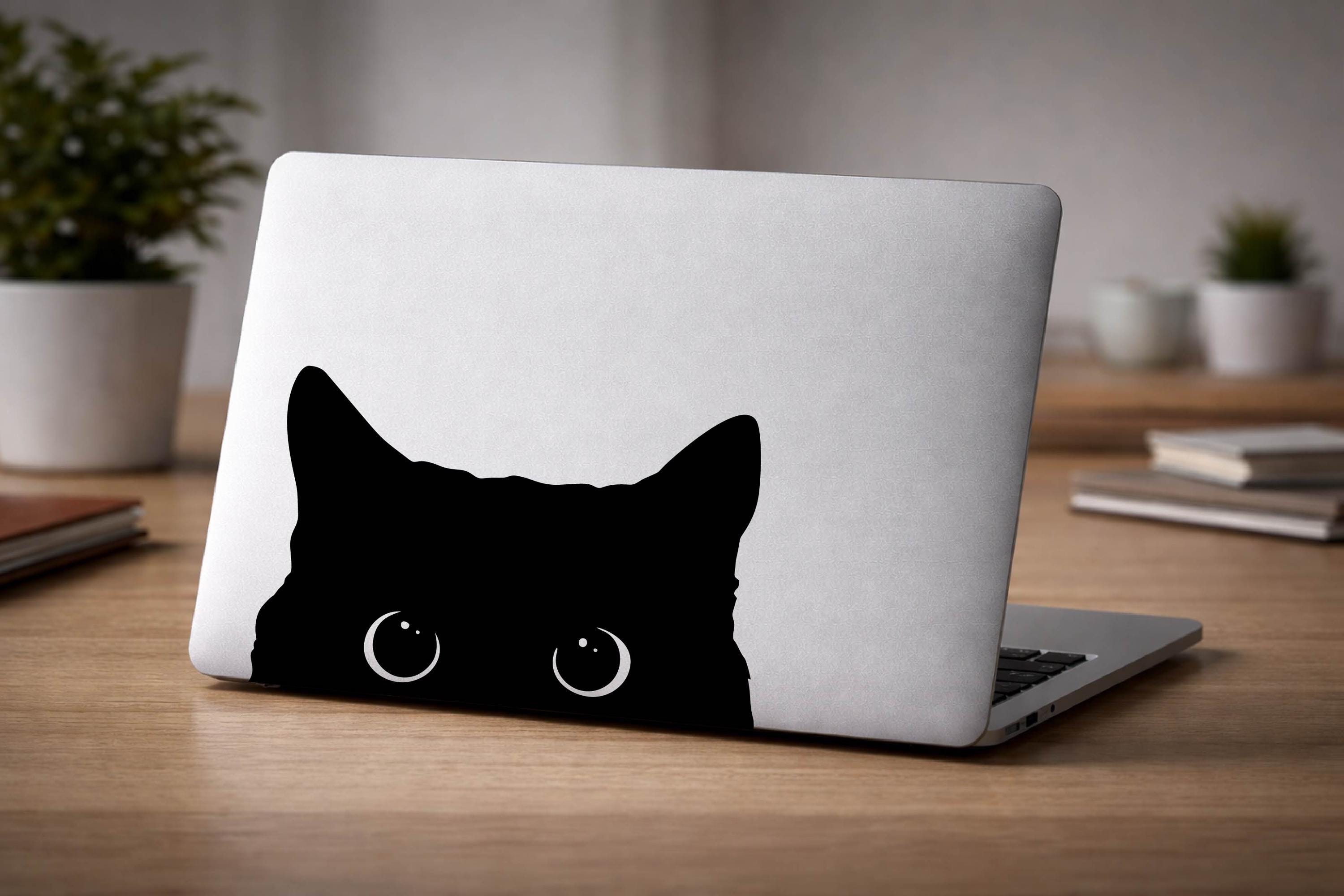 Black Cat Peeker Vinyl Decal | Waterproof Laptop Sticker | Car Window Sticker | Funny Cat Gift | Cute Pet Sticker | Durable Adhesive | Kitty