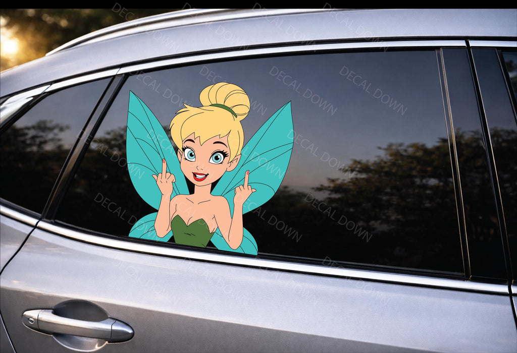 Pixie- Middle Fingers Peeker, Disney Sticker, Waterproof Car Laptop Decal