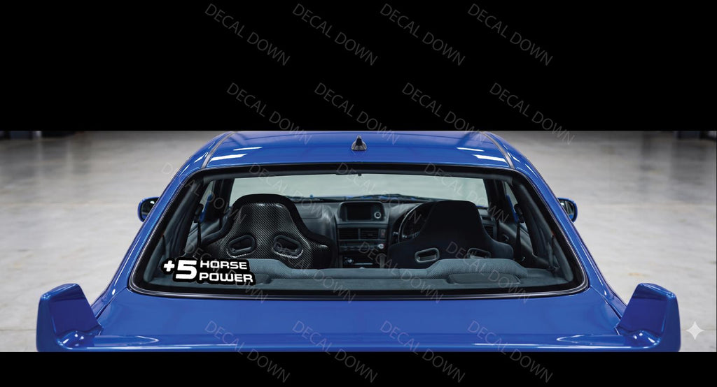 PLUS 5  Horse Power Sticker  Decal, Waterproof, UV Resistant Sticker