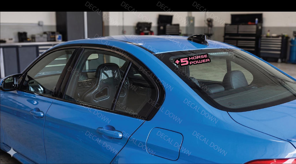 PLUS 5  Horse Power Sticker  Decal, Waterproof, UV Resistant Sticker