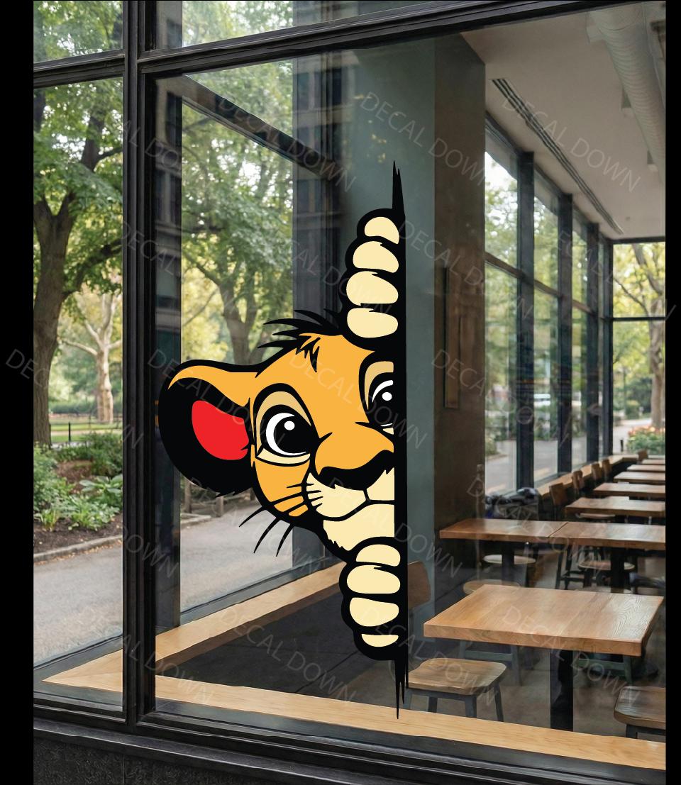 Simba Peeker Vinyl Decal | Waterproof Laptop Sticker | Car Window Sticker | Funny Animal Sticker | Cup Tumbler Gift | Durable Adhesive Cute