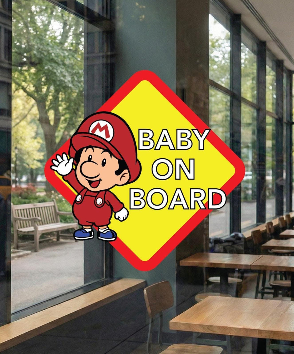 Baby On Board Mario Decal, Waterproof Vinyl Sticker, Laptop Car Decor