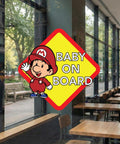 Baby On Board Mario Decal, Waterproof Vinyl Sticker, Laptop Car Decor