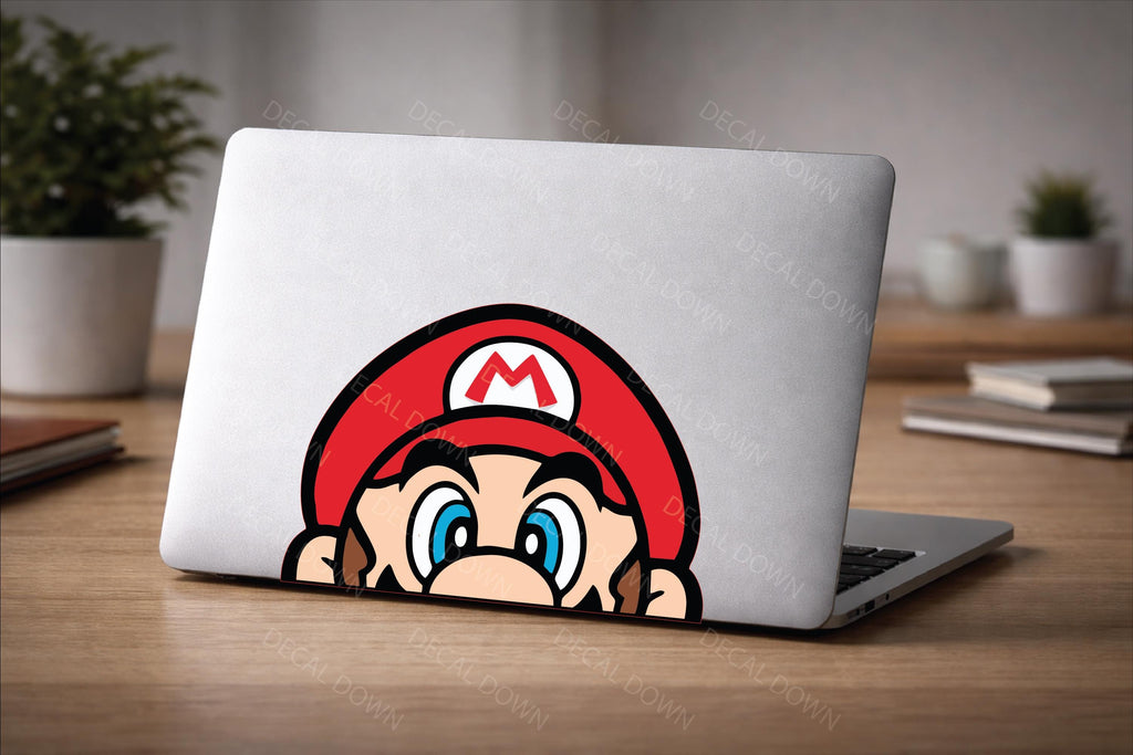 Mario Peeker Sticker, retro Nintendo game sticker, durable, water proof, UV resistant, great gift or decor