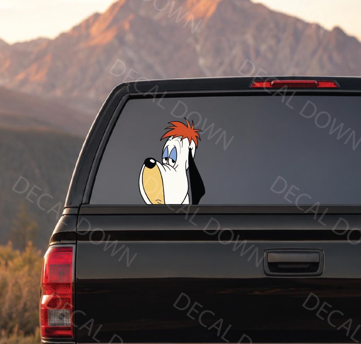 DROOPY The DOG Peeker, Waterproof, UV Resistant Sticker