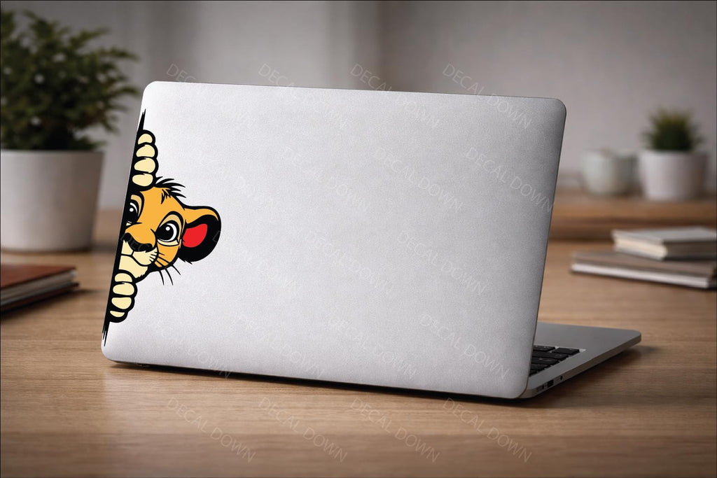 Simba Peeker Vinyl Decal | Waterproof Laptop Sticker | Car Window Sticker | Funny Animal Sticker | Cup Tumbler Gift | Durable Adhesive Cute