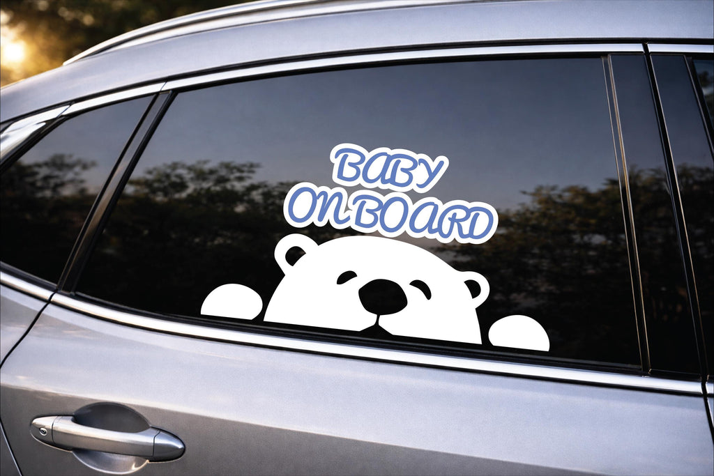 CUTE BEAR BABY on Board for laptops, cars, mirrors, & more! High quality water proof decal. Very durable