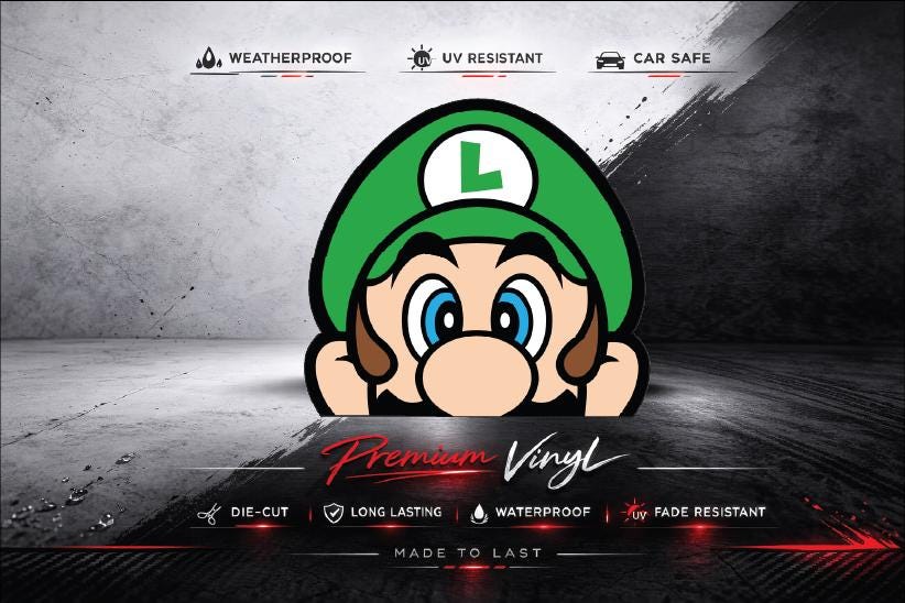 Luigi Die-Cut Vinyl Decal, Waterproof, UV Resistant Sticker