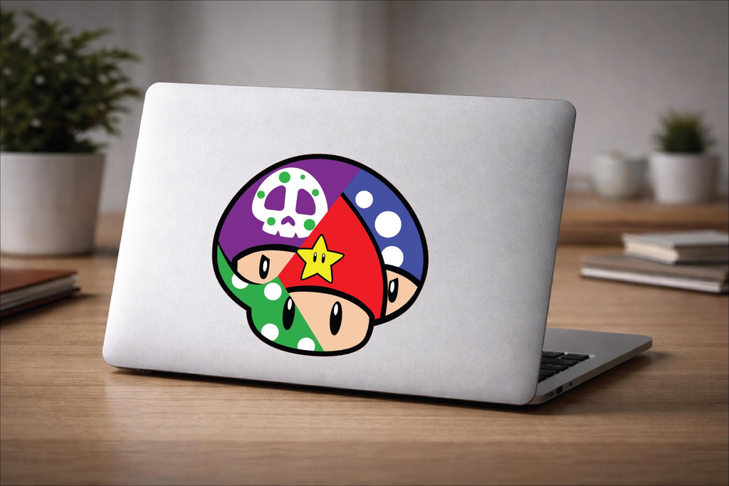 1-UP Mushroom Vinyl Decal | Waterproof, UV Resistant Laptop Sticker