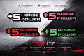 PLUS 5  Horse Power Sticker  Decal, Waterproof, UV Resistant Sticker