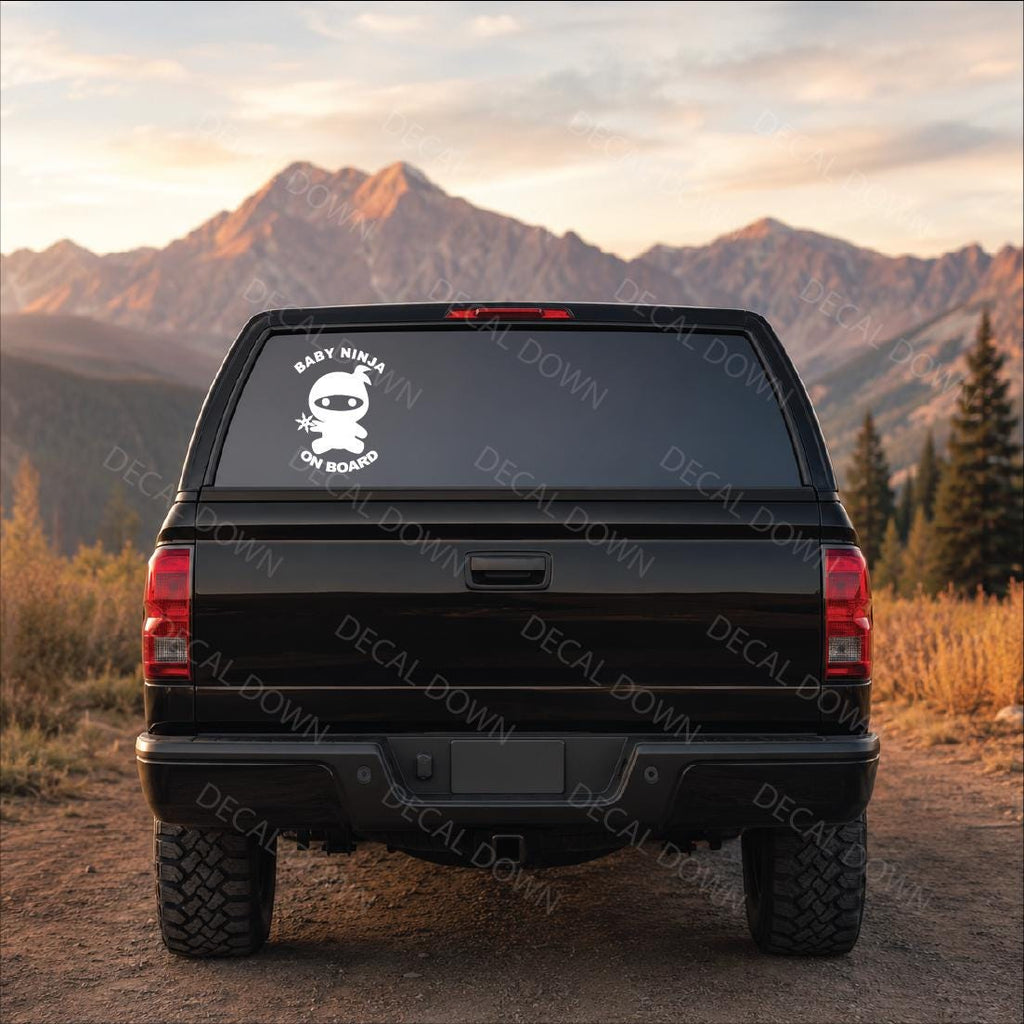 NINJA-BABY-On-Board | Waterproof Car Laptop Mirror Sticker | Funny Cow Gift | High Quality Durable Adhesive